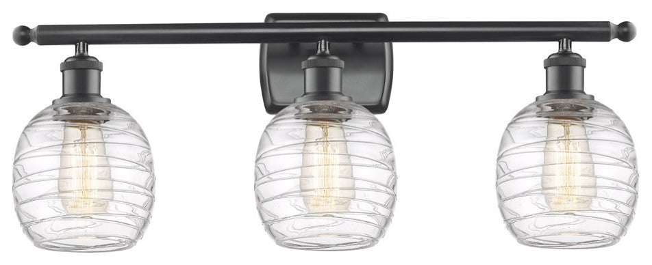 Innovations 516-3W-BK-G1013-LED 3-Light Bath Vanity Light, Matte Black