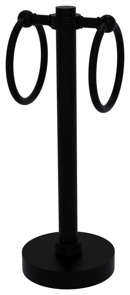 Vanity Top 2 Towel Ring with Groovy Accents, Matte Black