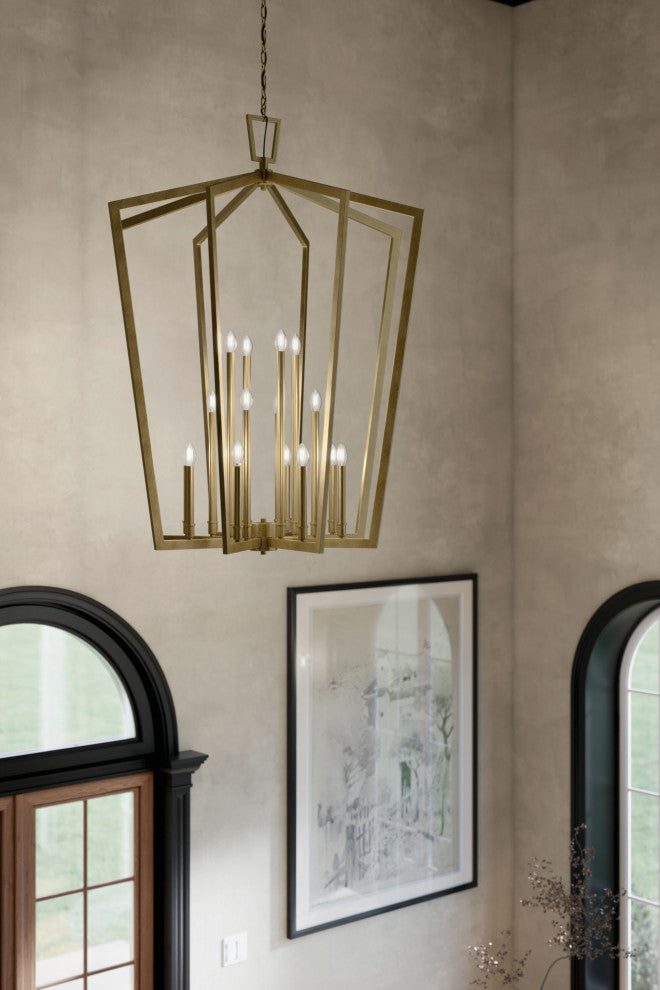 Abbotswell 49" 16 Light Foyer Pendant, Natural Brass