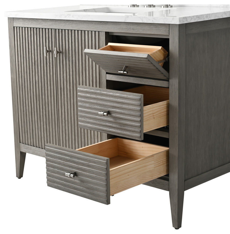 Vanity Art Freestanding Vanity, Driftwood Gray, 42", Single Sink, Brushed Nickel