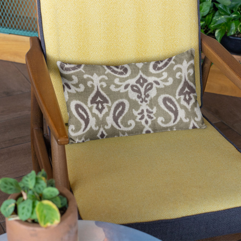Plutus Shoshone Valley Brown Ikat Luxury Outdoor/Indoor Throw Pillow, Double Sided  18" X 18"