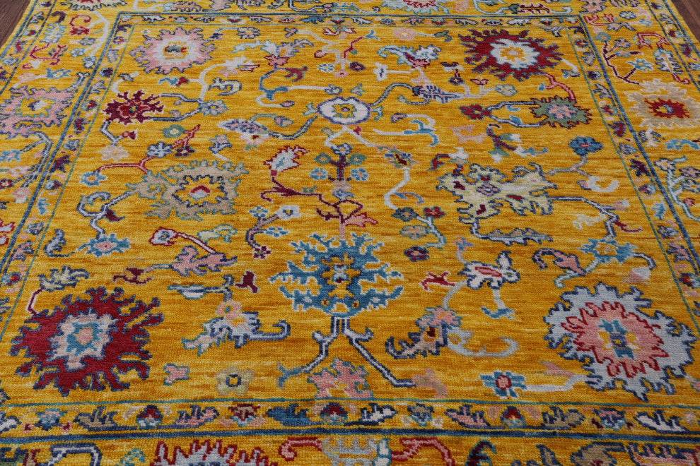 7' Square Turkish Oushak Handmade Wool Rug - Q13394