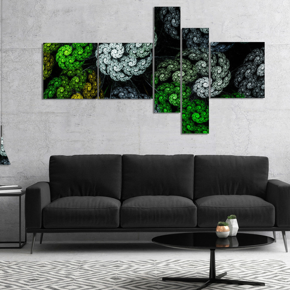 Bright Exotic Spiral Flowers, Abstract Wall Art Canvas, 60"x32", 5 panels