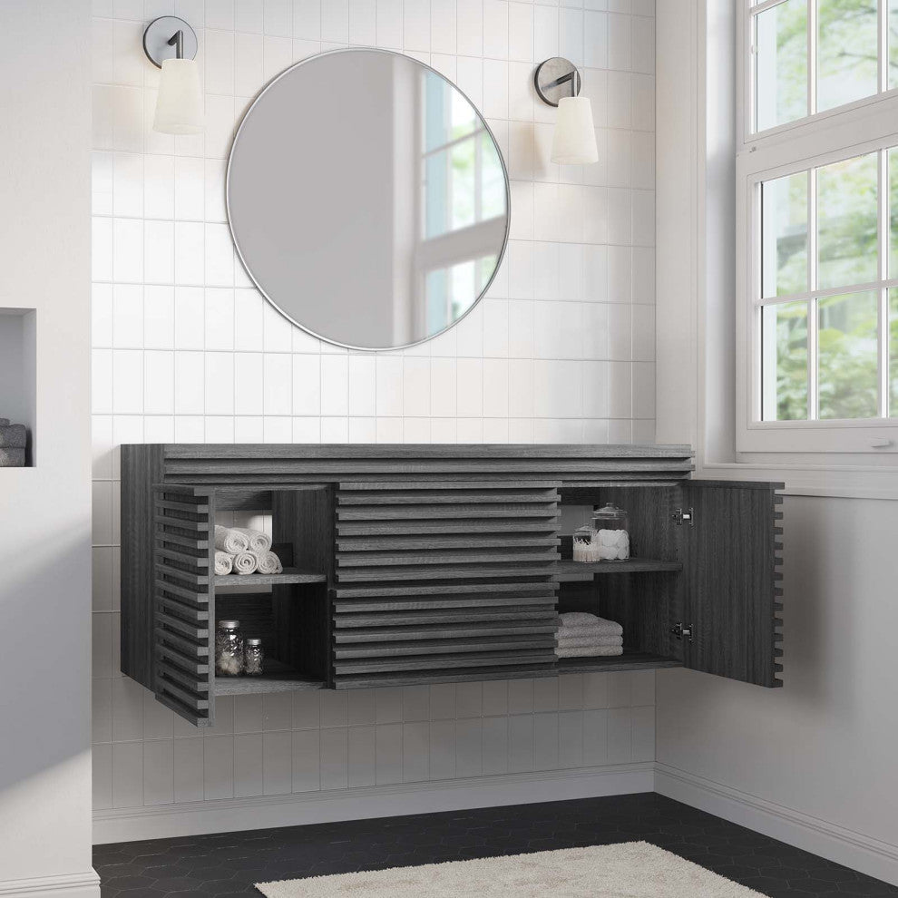 Render 48" Wall-Mount Bathroom Vanity Cabinet, Charcoal