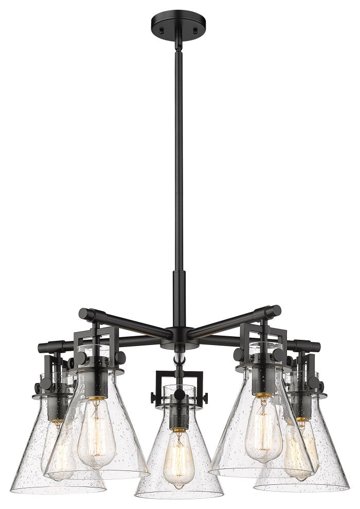 Innovations Newton Cone 5 26" Chandelier Matte Black