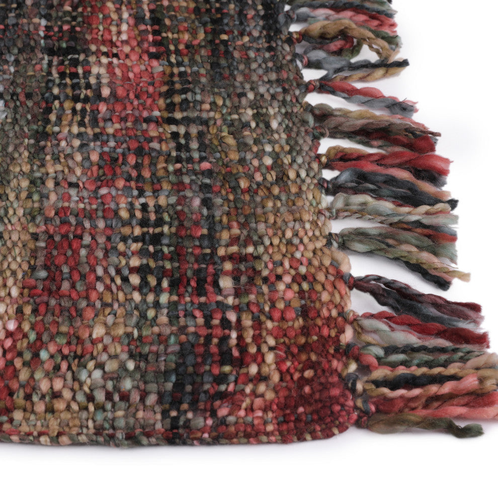 Bridger Boho Handcrafted Fabric Throw Blanket, Dark Multicolor