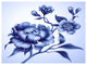 Blue Peony Rose and Sakura Flowers, Floral Canvas Art Print, 40"x30"