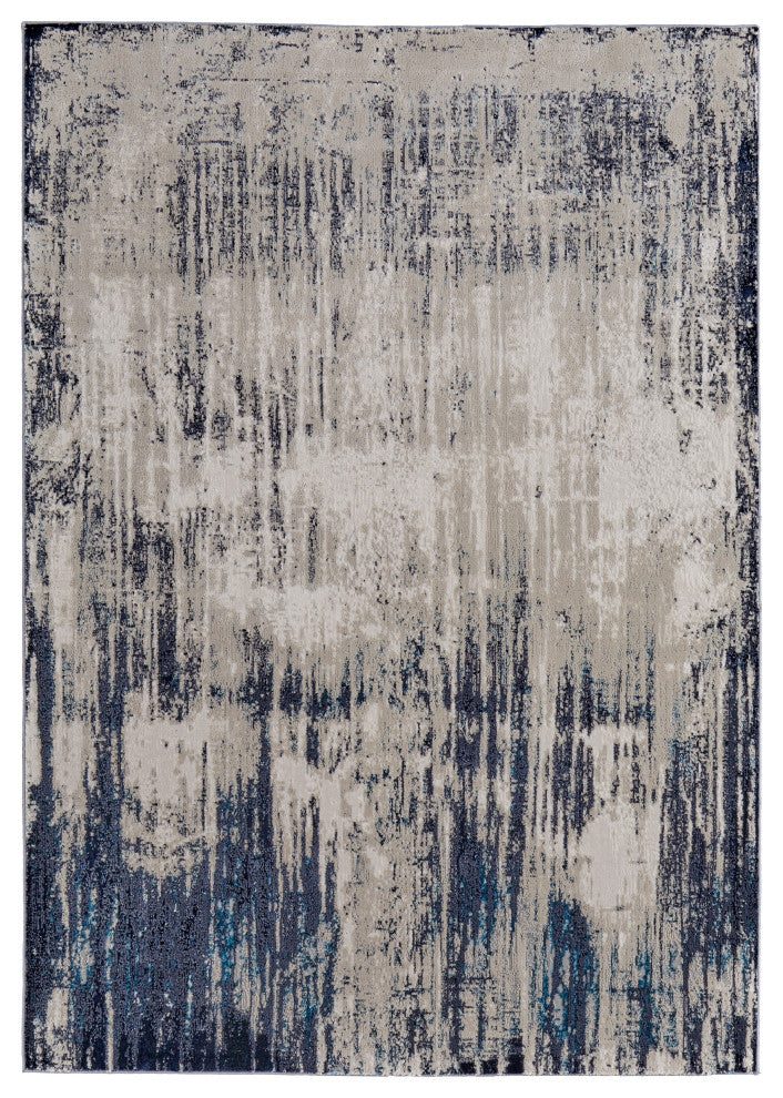 Weave & Wander Armada Contrasting Beige/Blue Rug, 5'x8'