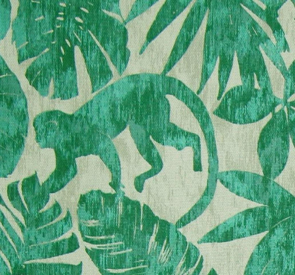 Green Monkey Fabric Jungle Silhouette Upholstery Drapery Material, Standard Cut