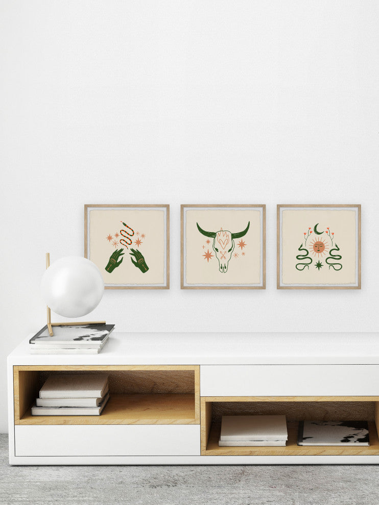 Wild Thoughts Triptych, Set of 3, 12x12 Panels