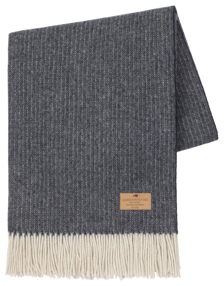 Pinstripe Cashmere Throws, Navy