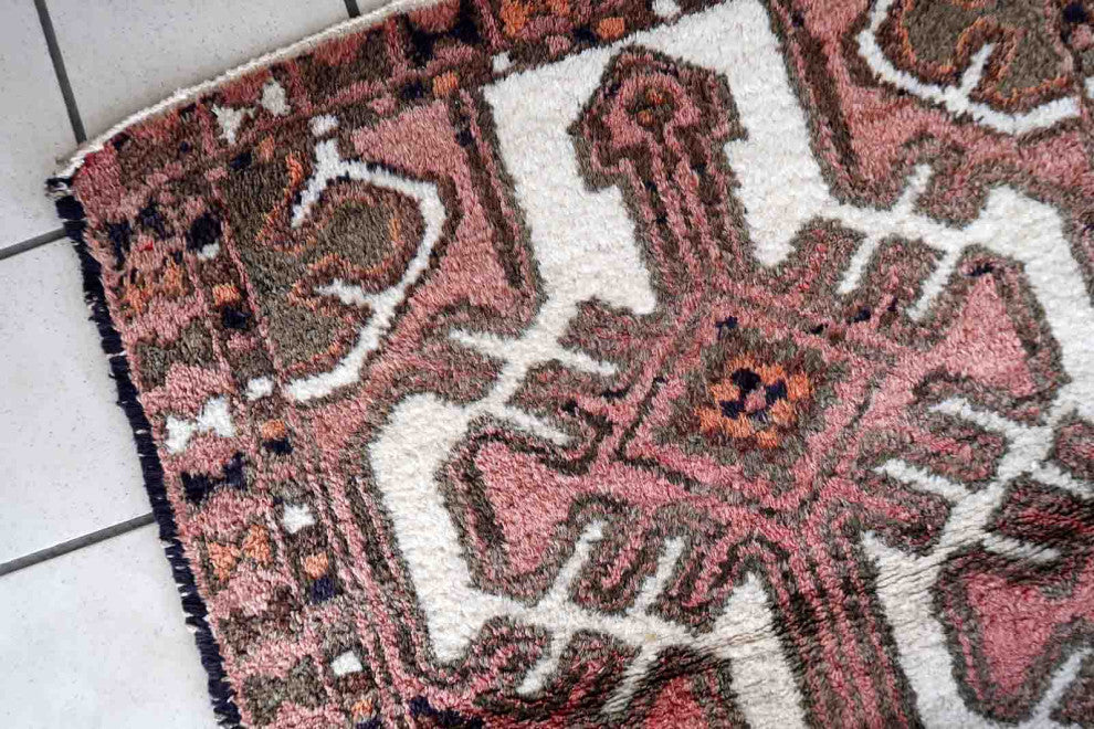 Handmade Vintage Persian Hamadan Rug 2.3'x3.9', 72cmx121cm, 1970s