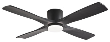 54" 4 Blades Indoor Flush Mount Ceiling Fan, Light Kit, Black