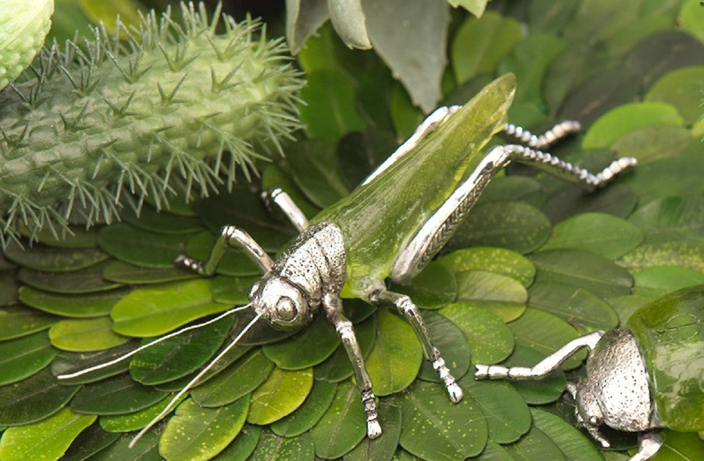 Decorative Grasshopper Figurine, Green (Set of 2)