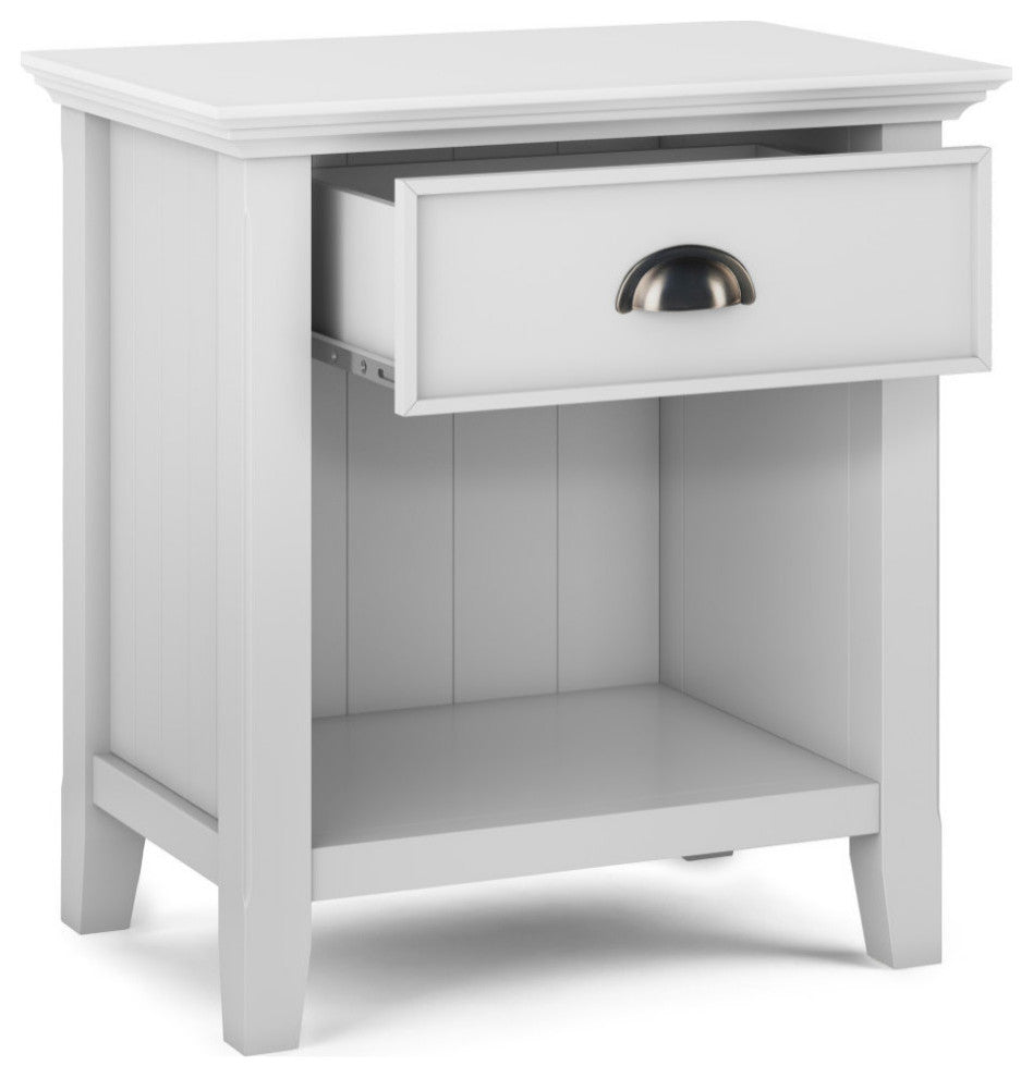 Acadian Solid Wood Bedside Table, White