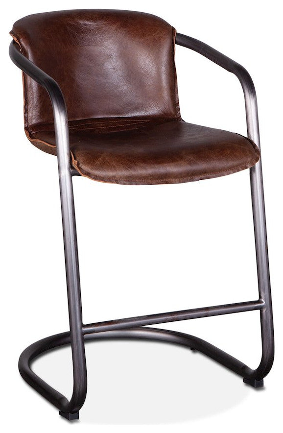Chiavari Leather Counter Chair Geisha Brown - Set Of 2