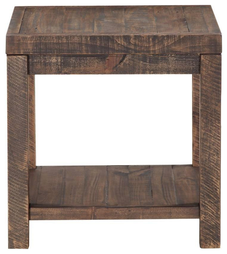 Chapel Farm House End Table in Rustic Brown Reclaimed Wood