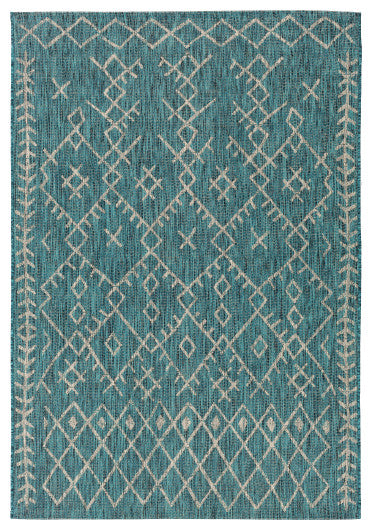 Surya Eagean EAG-2330 6'7" Round Rug, Aqua/Black/Light Gray/White