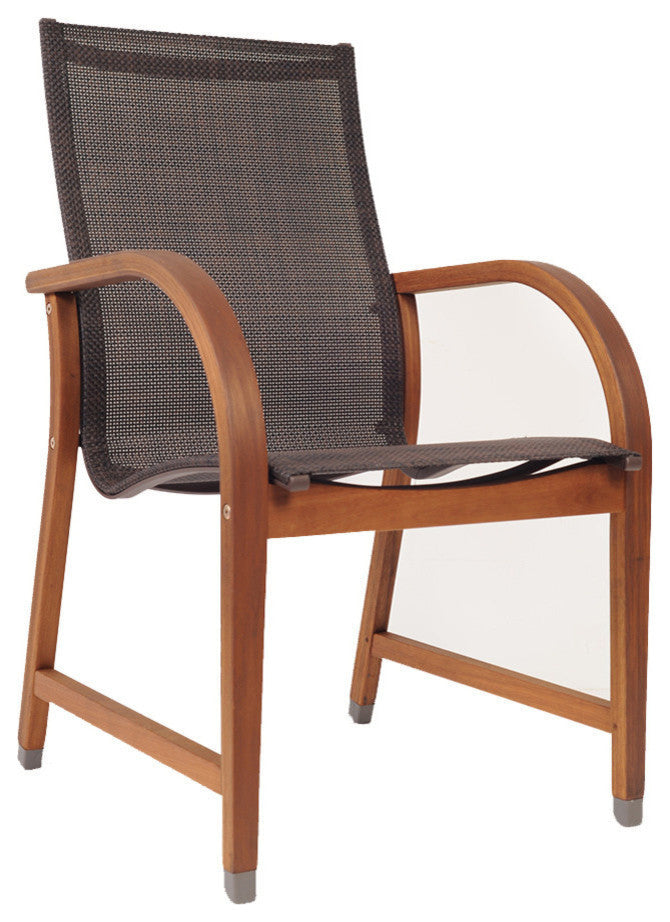 Amazonia Bahamas 9-Piece Eucalyptus Extendable Dining Set With Brown Sling Chair