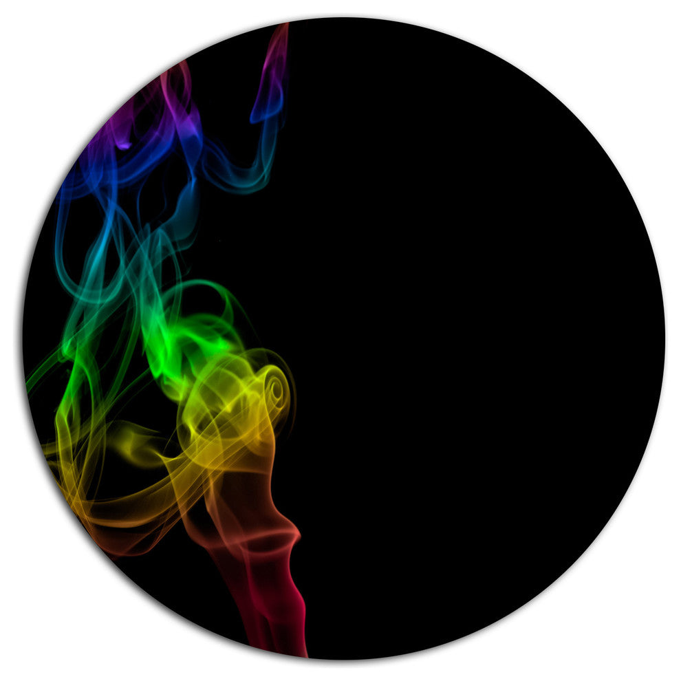 Colorful Abstract Smoke Waves, Abstract Large Disc Metal Wall Art, 36"
