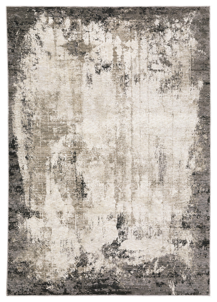 Noble Industrial Abstract Grey/ Ivory Indoor Area Rug, Grey, 5'3"x7'6"