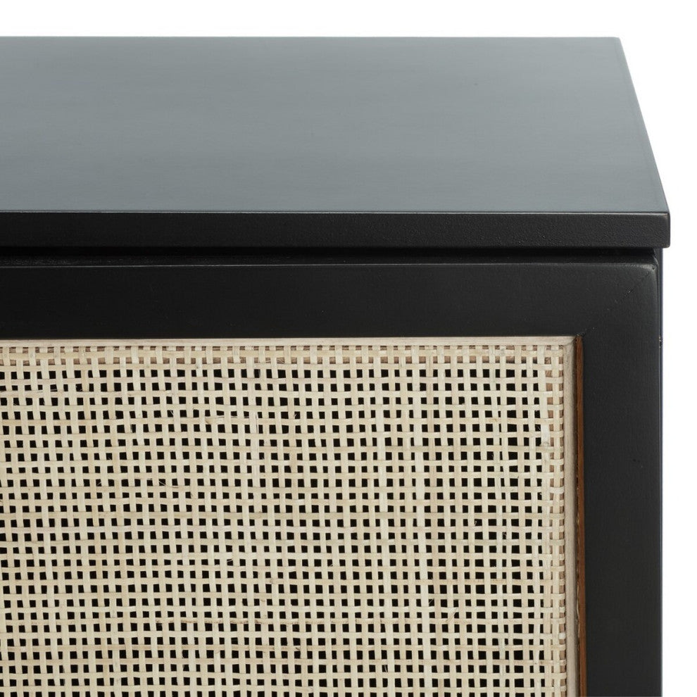 Safavieh Zadie 2 Shelf Rattan Sideboard, Black/Natural