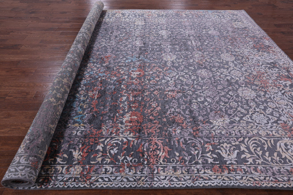 Persian Wool and Silk Hand-Knotted Rug 9' 11" X 13' 11" Q7059