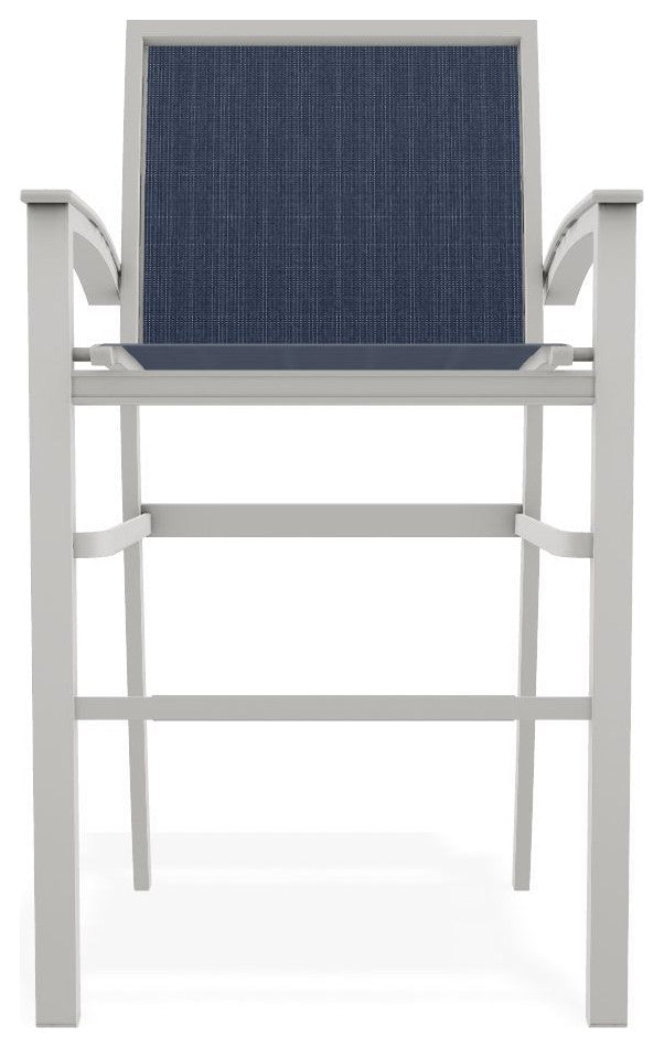 Bazza Sling Bar Height Stackable Outdoor Stool, Mavi/Snow