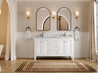 Nashville 60" Double Bathroom Vanity, White 2" Carrara Marble