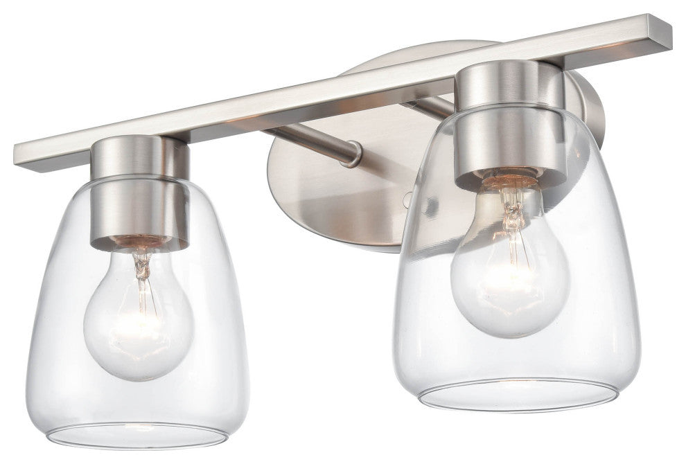 2 Light 16" Brushed Nickel Bathroom Vanity Light