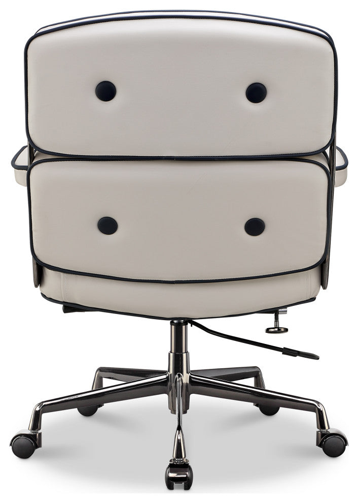 Lobby Mid Back Computer Office Desk Chair, Black Chrome &Navywhite