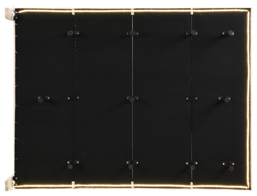 Gewnee Queen Size Upholstered Bed with Sensor Light and Headboard in Beige
