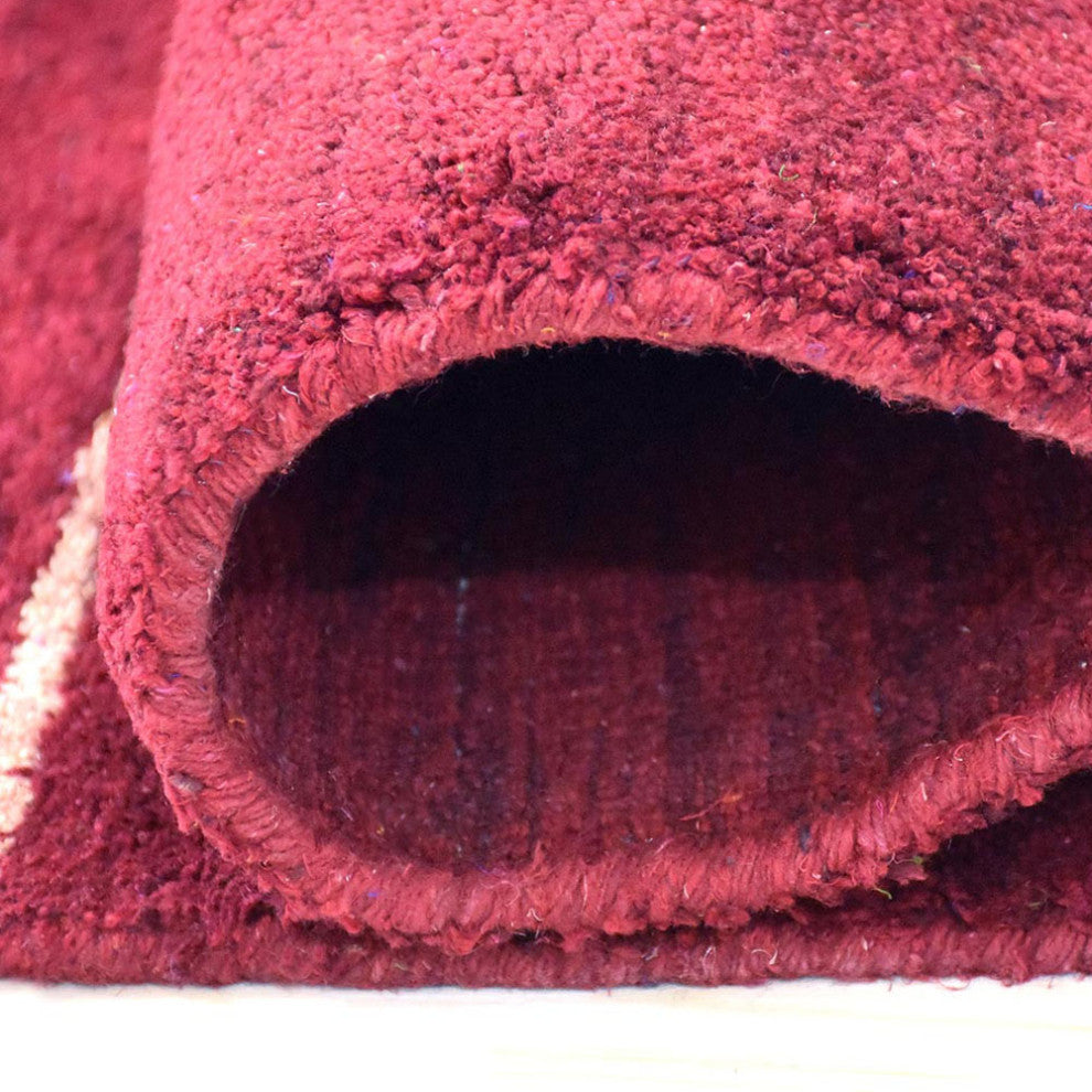 HAND KNOTTED LOOM SILK ECO-FRIENDLY AREA RUGS-Rectangle,Red Beige,Geometric