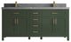 Cambridge 72 Double Sink Bath Vanity in Pewter Green 2" Piatra Gray