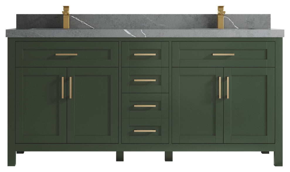 Cambridge 72 Double Sink Bath Vanity in Pewter Green 2" Piatra Gray
