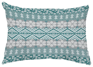 FairIsle 14"x20" Abstract Decorative Outdoor Pillow, Teal