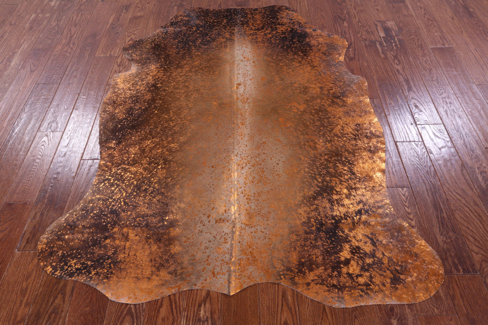 Orange Metallic Cowhide Rug 6' 3" X 5' 0" C2160