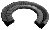 Infinity Channel Tufted Velvet Modular Chair, Gray, 10 Piece