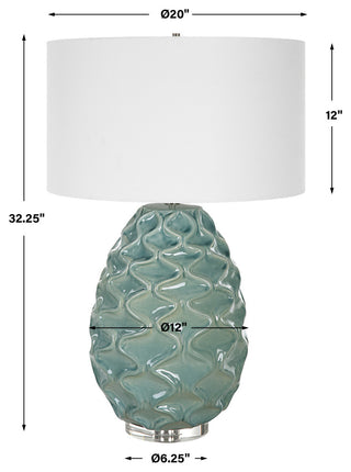 Uttermost Laced Up Sea Foam Glass Table Lamp