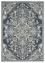 Iris Two-Tone Medallion Blue/ Ivory Area Rug 6'7" x 9'6"