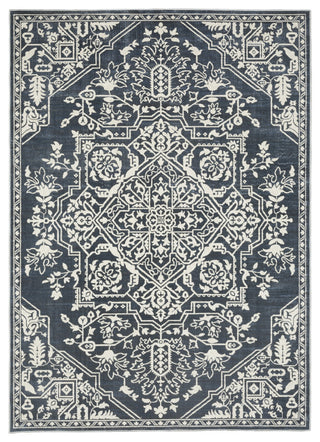 Iris Two-Tone Medallion Blue/ Ivory Area Rug 6'7" x 9'6"