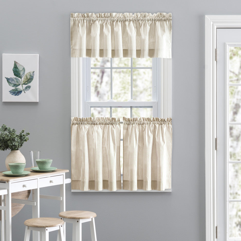 Plaza Stripe 58" x 15" Tailored Valance, Tan