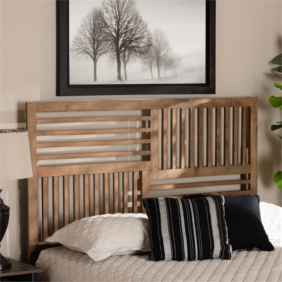Baxton Studio Adler Ash Walnut Finished Wood King Size Headboard