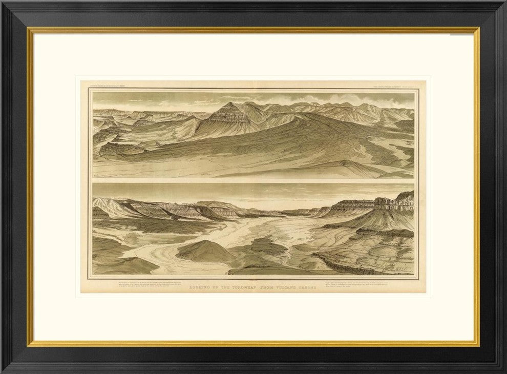 Grand Canyon, Looking Up The Toroweap From Vulcan'S Throne, 1882, 32"x1.5"x24"