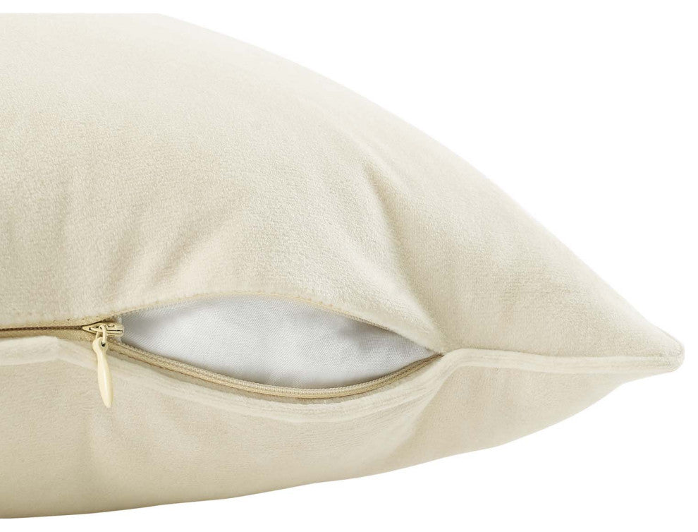 Accent Throw Pillow, Velvet, Ivory White, Modern, Living Lounge Hospitality