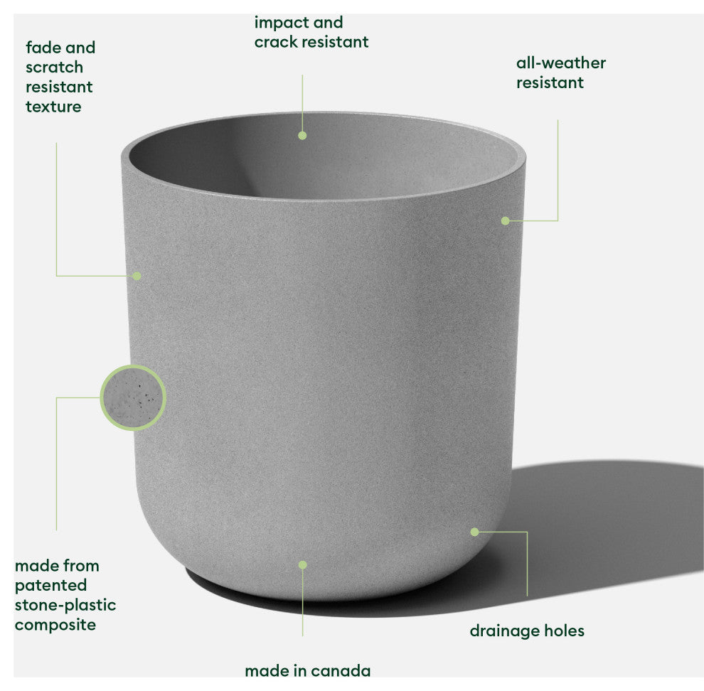 Pure Series Kona Planter, Grey, 20 Inches, 1 Pack