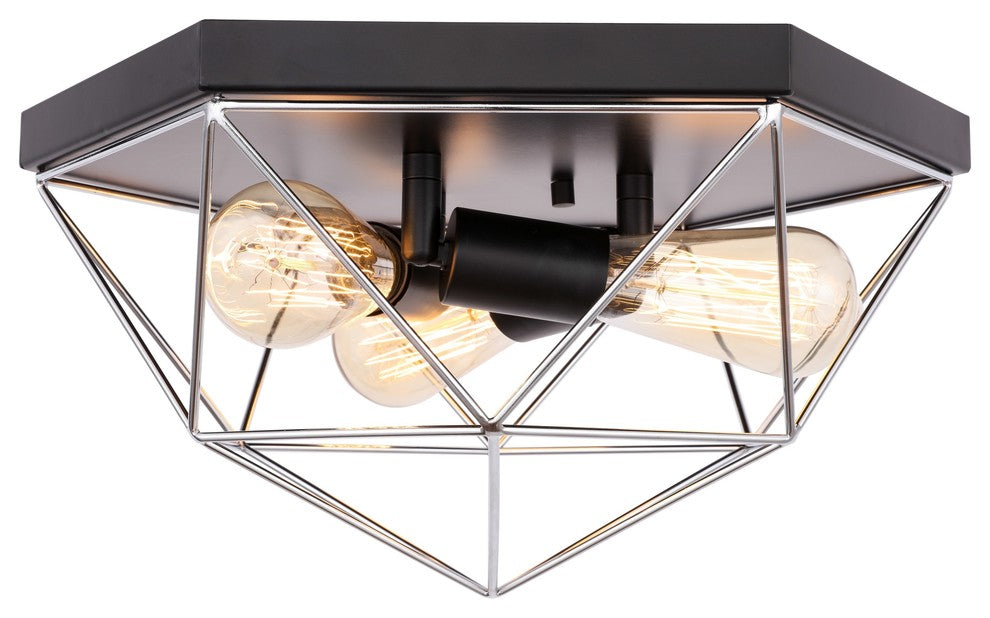 Woodbridge Lighting Lanning Flush Mount, Chrome/Black