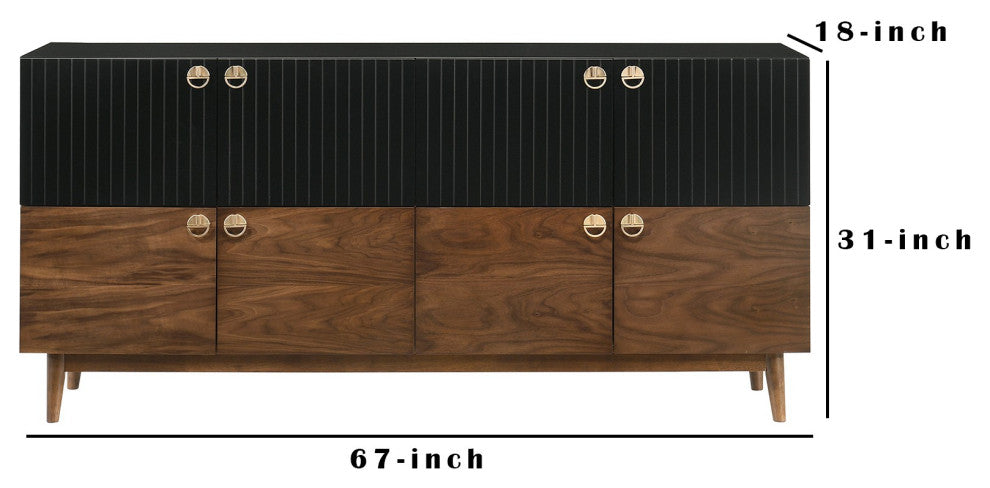 Benzara BM246032 Amigo Black Veneer and Walnut Wood Buffet