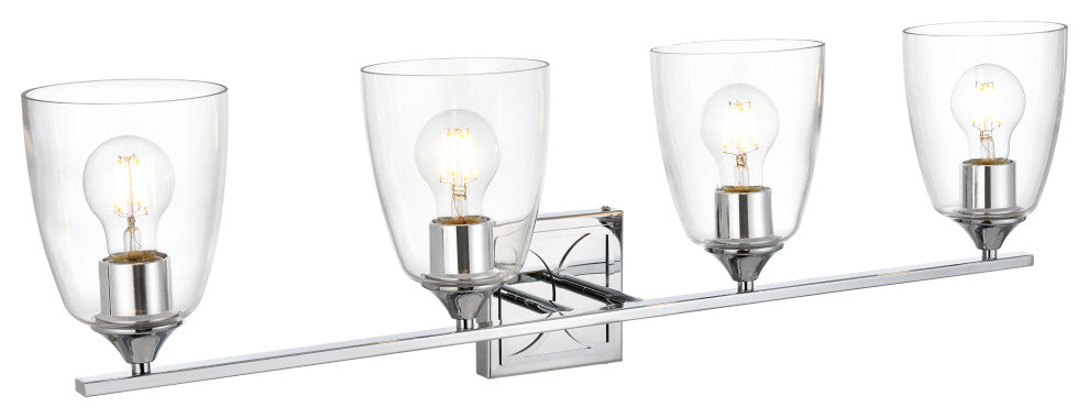 4 Light Chrome And Clear Bath Sconce