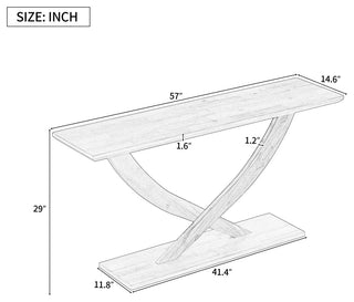GDF Studio 57" Console Table With Cross-Leg Design, Brown